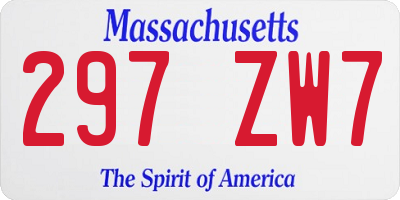 MA license plate 297ZW7