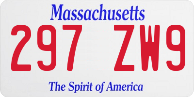 MA license plate 297ZW9