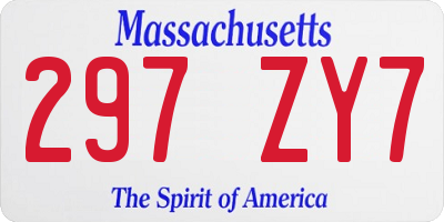 MA license plate 297ZY7