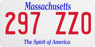 MA license plate 297ZZ0
