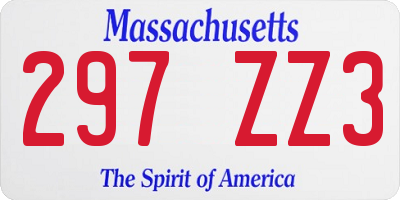 MA license plate 297ZZ3