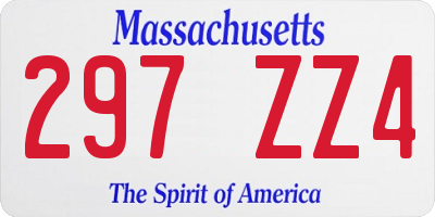 MA license plate 297ZZ4