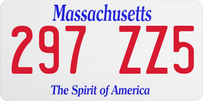 MA license plate 297ZZ5