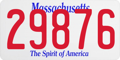 MA license plate 29876