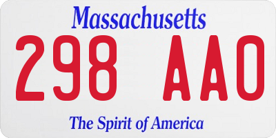 MA license plate 298AA0