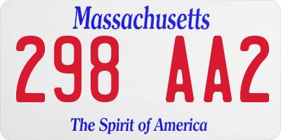 MA license plate 298AA2