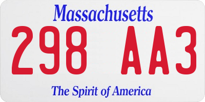 MA license plate 298AA3