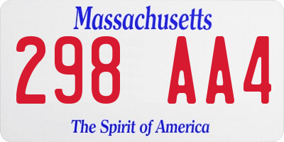 MA license plate 298AA4