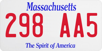 MA license plate 298AA5