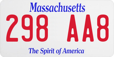 MA license plate 298AA8