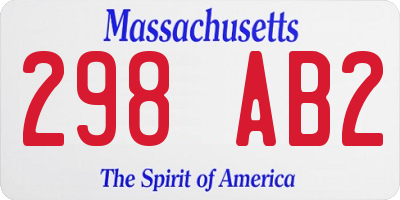 MA license plate 298AB2