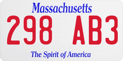 MA license plate 298AB3