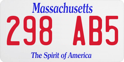 MA license plate 298AB5