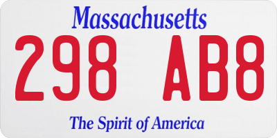 MA license plate 298AB8