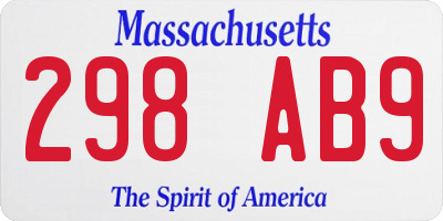 MA license plate 298AB9