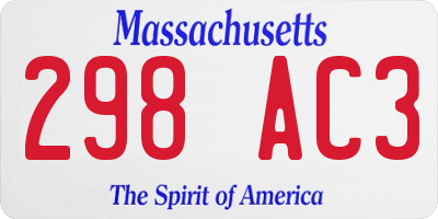 MA license plate 298AC3