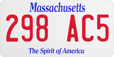 MA license plate 298AC5