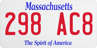 MA license plate 298AC8