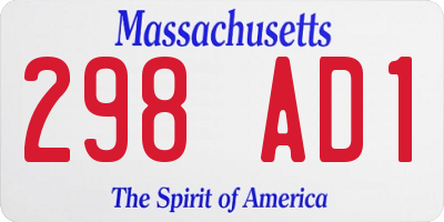 MA license plate 298AD1