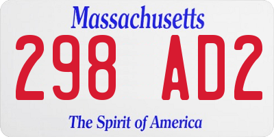 MA license plate 298AD2