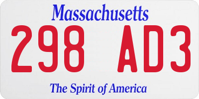 MA license plate 298AD3