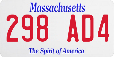 MA license plate 298AD4