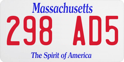 MA license plate 298AD5