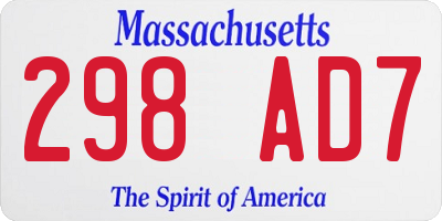 MA license plate 298AD7
