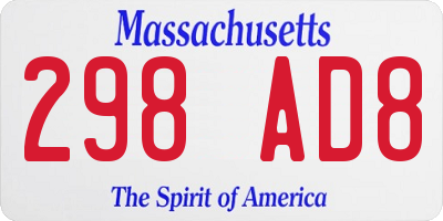 MA license plate 298AD8