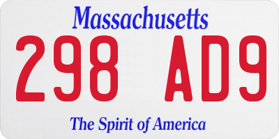 MA license plate 298AD9