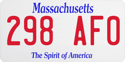 MA license plate 298AF0