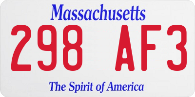 MA license plate 298AF3