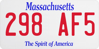 MA license plate 298AF5