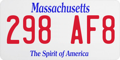 MA license plate 298AF8