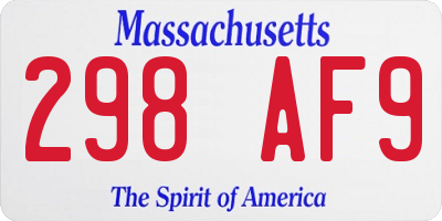 MA license plate 298AF9