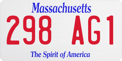 MA license plate 298AG1