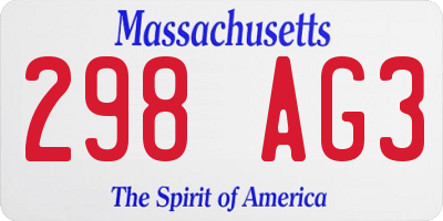 MA license plate 298AG3