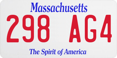 MA license plate 298AG4