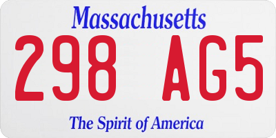 MA license plate 298AG5