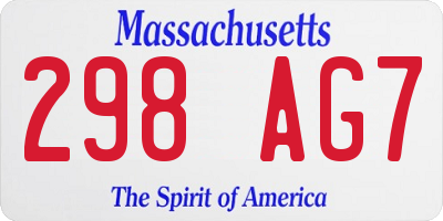 MA license plate 298AG7