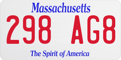 MA license plate 298AG8