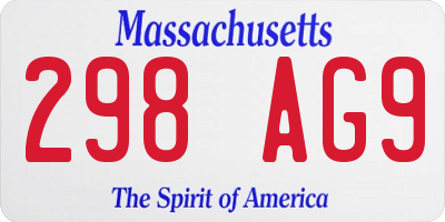 MA license plate 298AG9