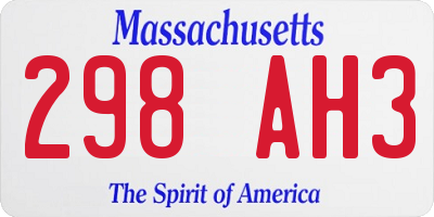 MA license plate 298AH3