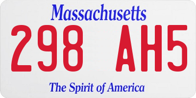 MA license plate 298AH5