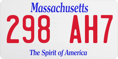 MA license plate 298AH7