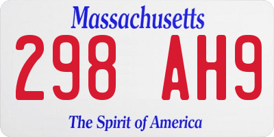MA license plate 298AH9