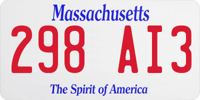 MA license plate 298AI3