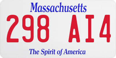 MA license plate 298AI4
