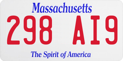 MA license plate 298AI9