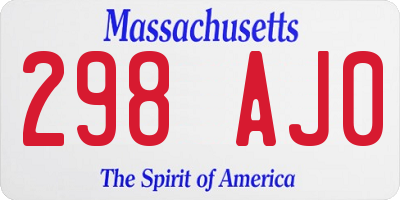 MA license plate 298AJ0